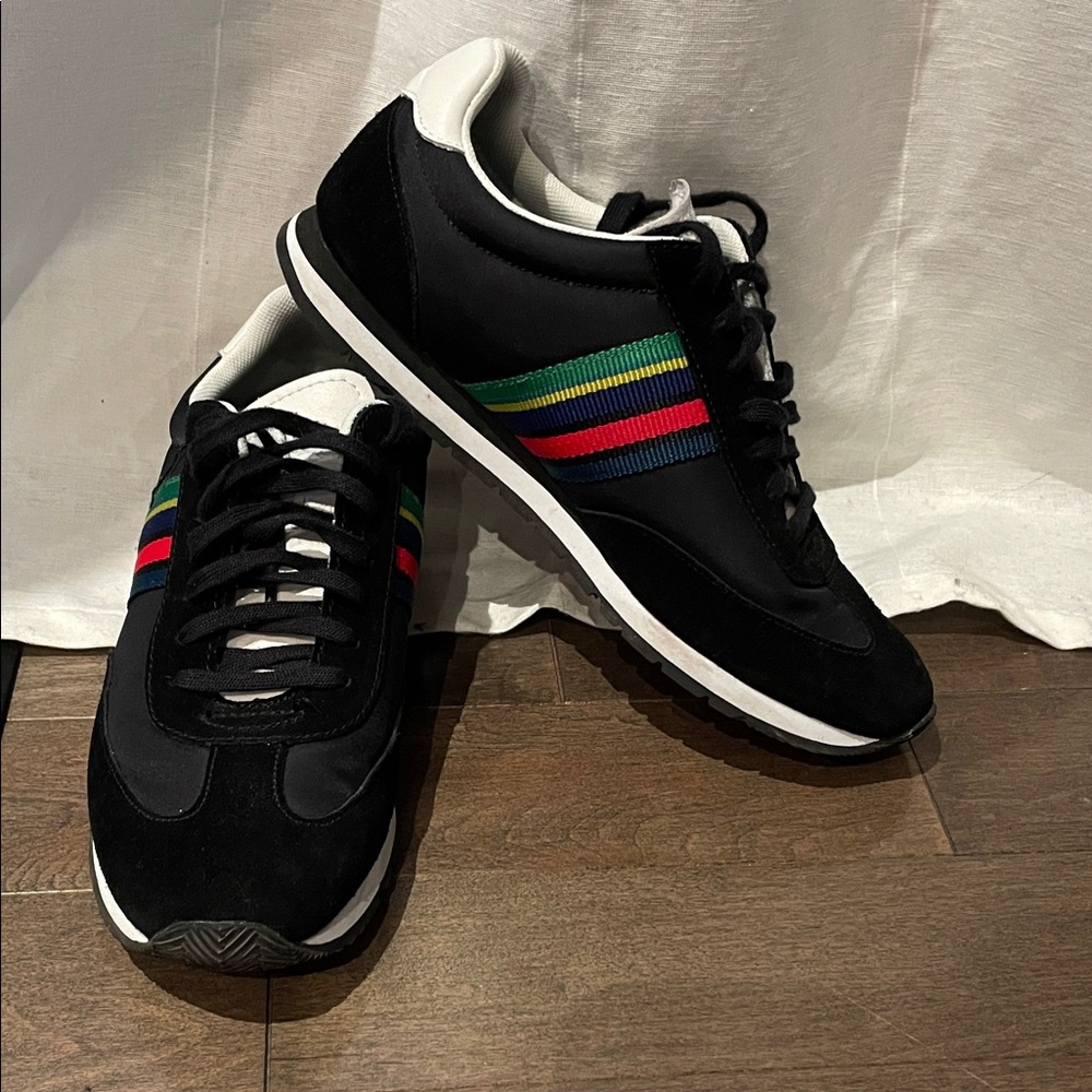 Paul Smith Black Sneakers with Multicolor Stripes